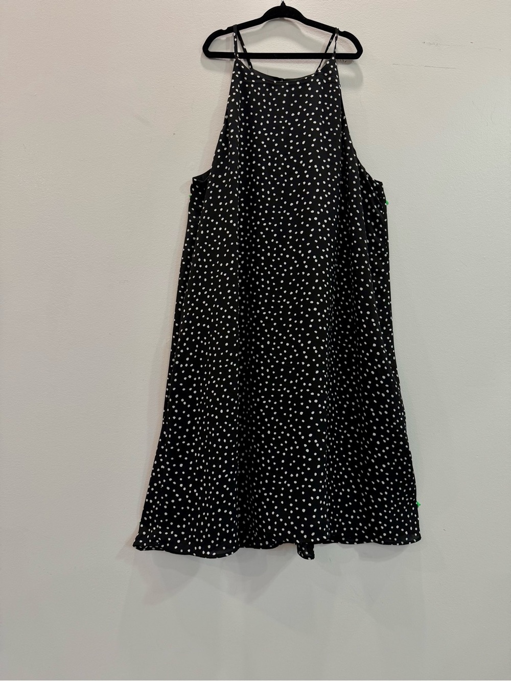 Pink Rose Onyx & Alabaster Polka Dot Halter Trapeze Dress Size M